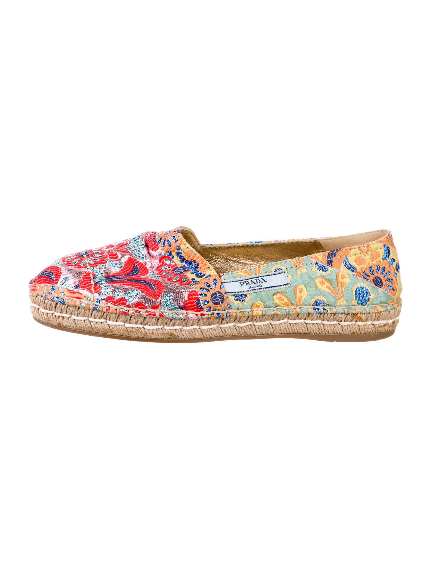 Prada Printed Glitter Accents Espadrilles