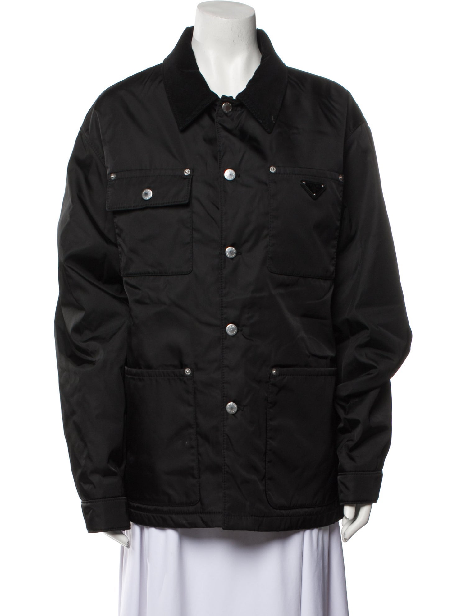 Prada 2023 Enameled Metal Triangle Utility Jacket