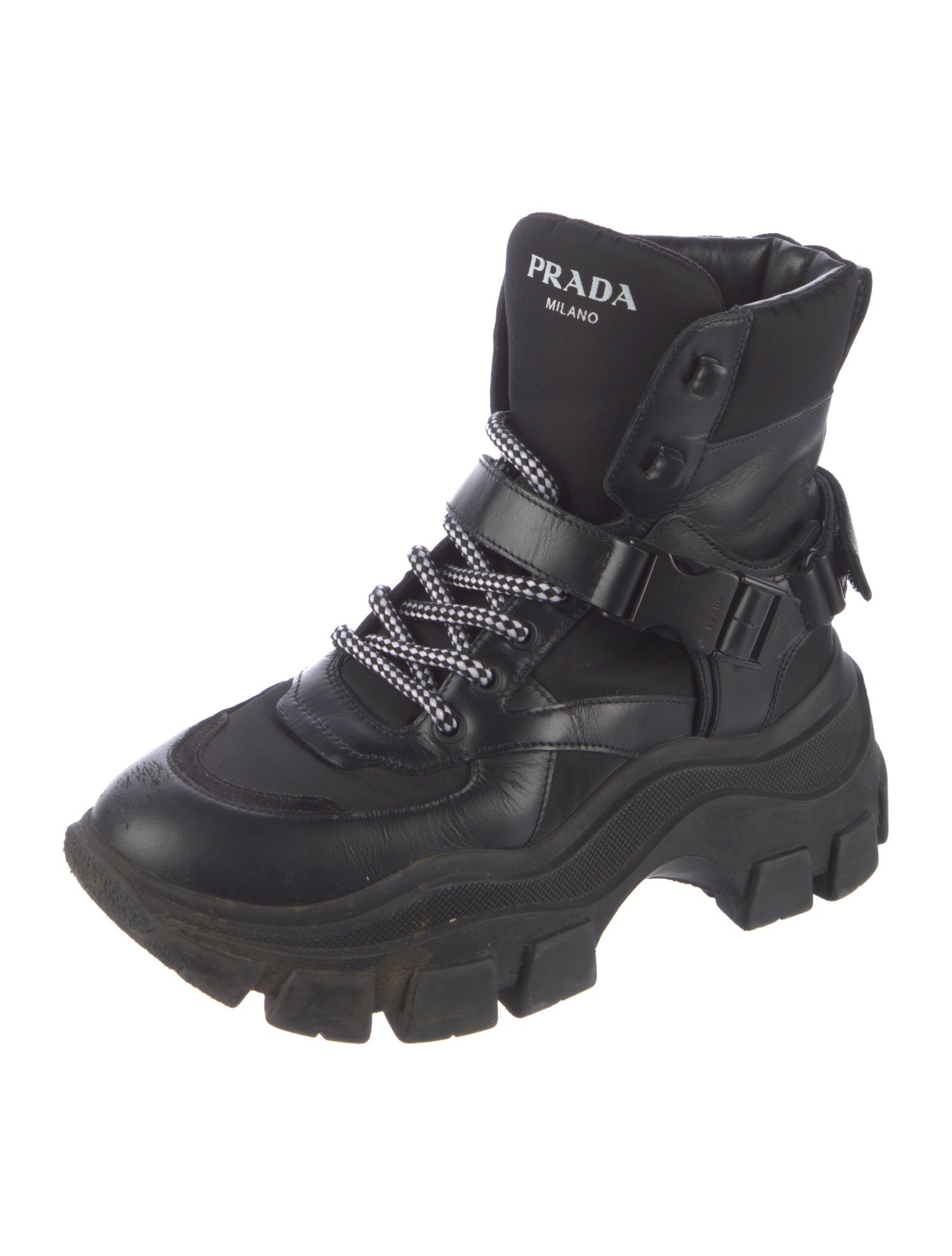 Prada Leather Combat Boots