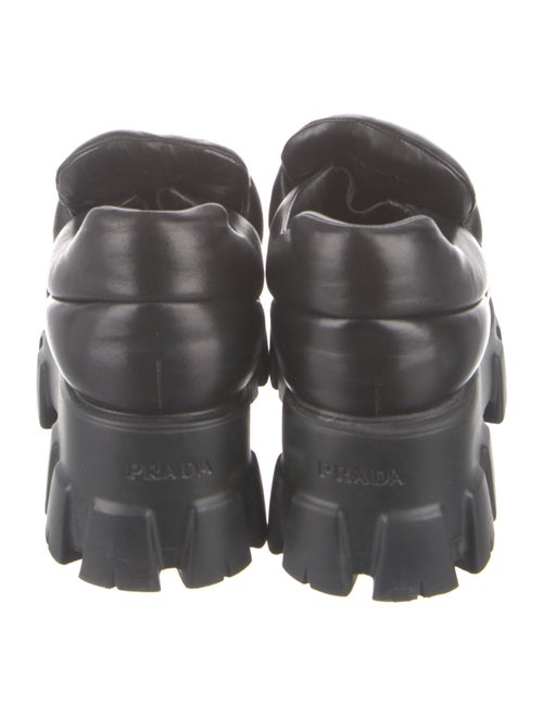 Prada Enameled Metal Triangle Leather Pumps