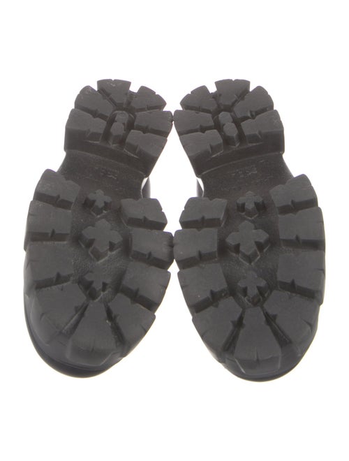 Prada Enameled Metal Triangle Leather Pumps