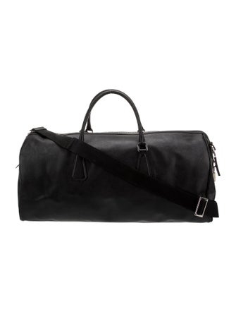 Prada Enameled Metal Triangle Weekender Bag