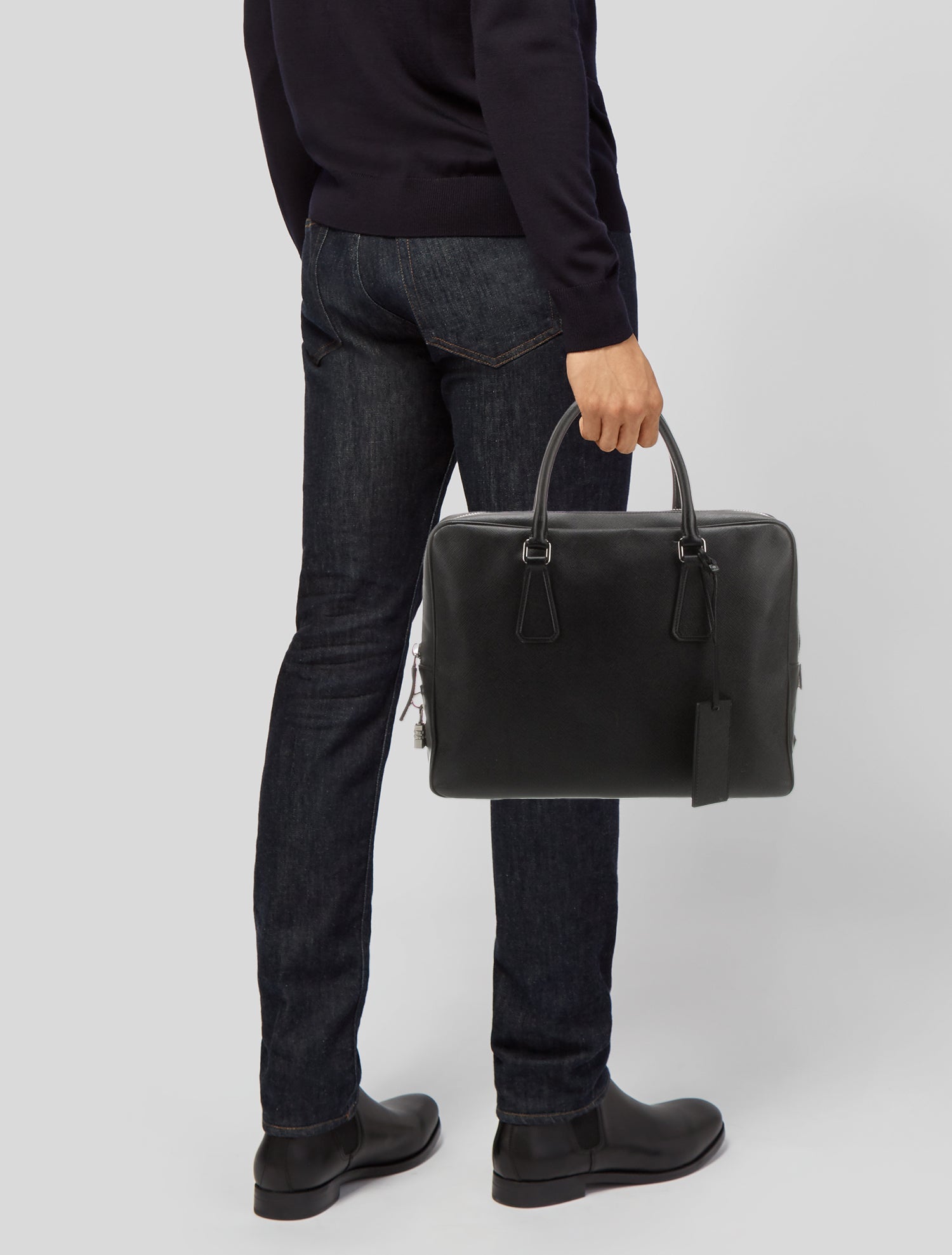 Prada Enameled Metal Triangle Briefcase