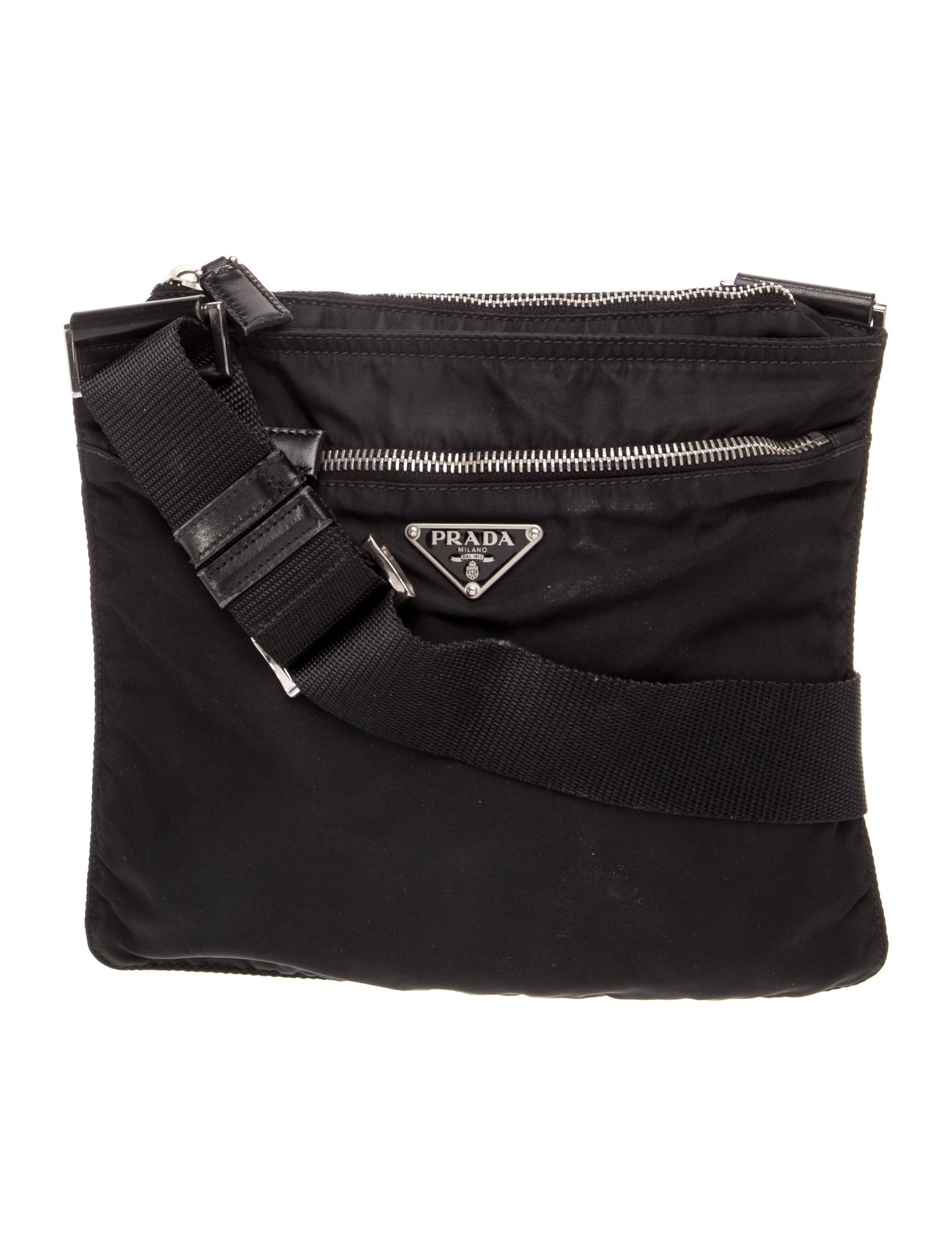 Prada Enameled Metal Triangle Crossbody Bag