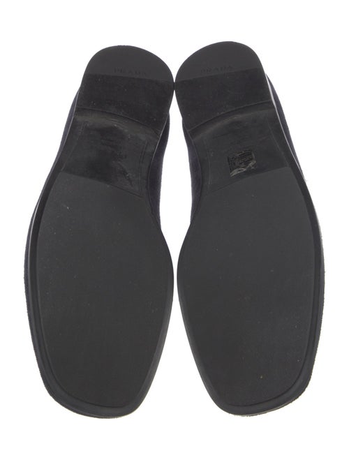 Prada Enameled Metal Triangle Suede Loafers