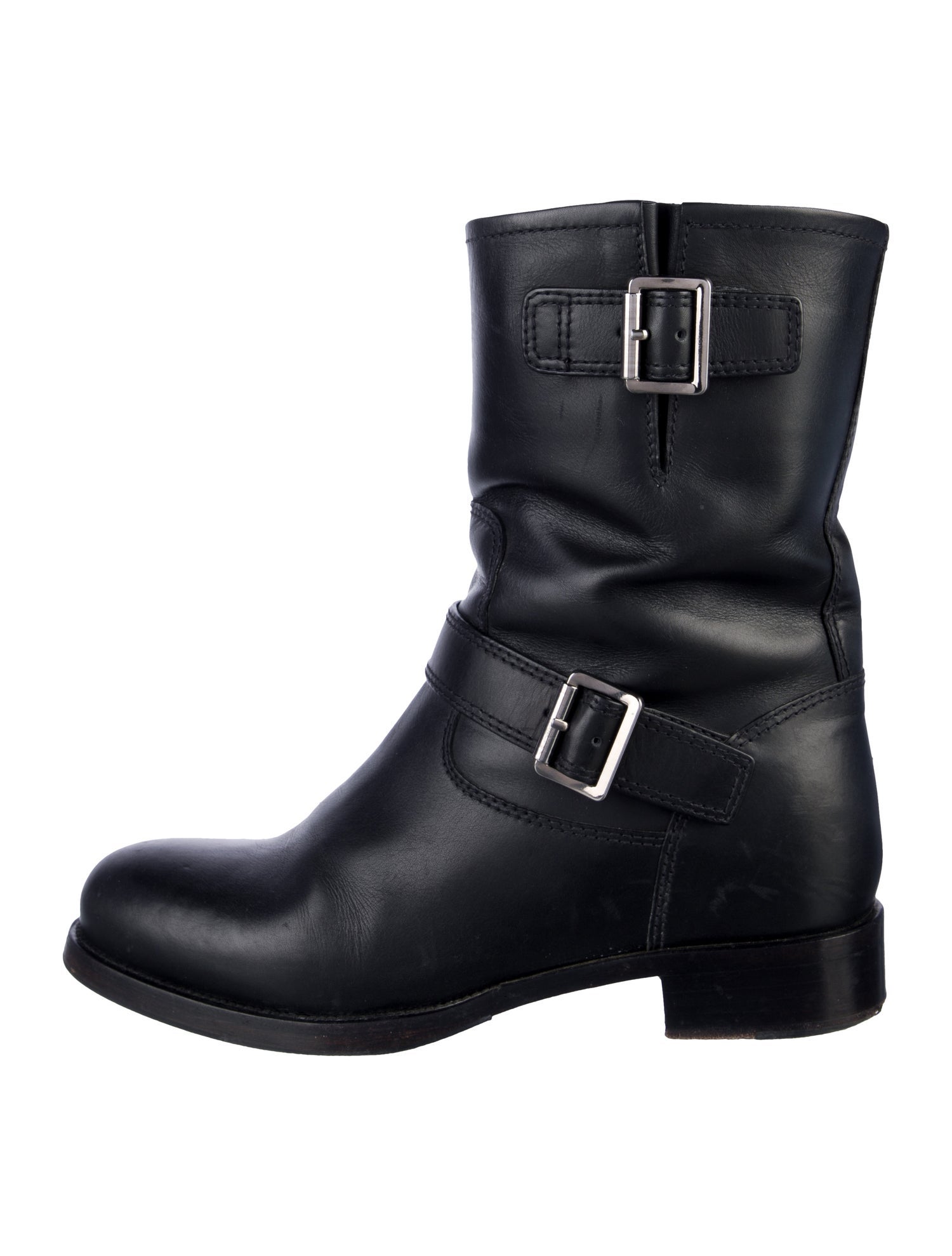 Prada Leather Moto Boots
