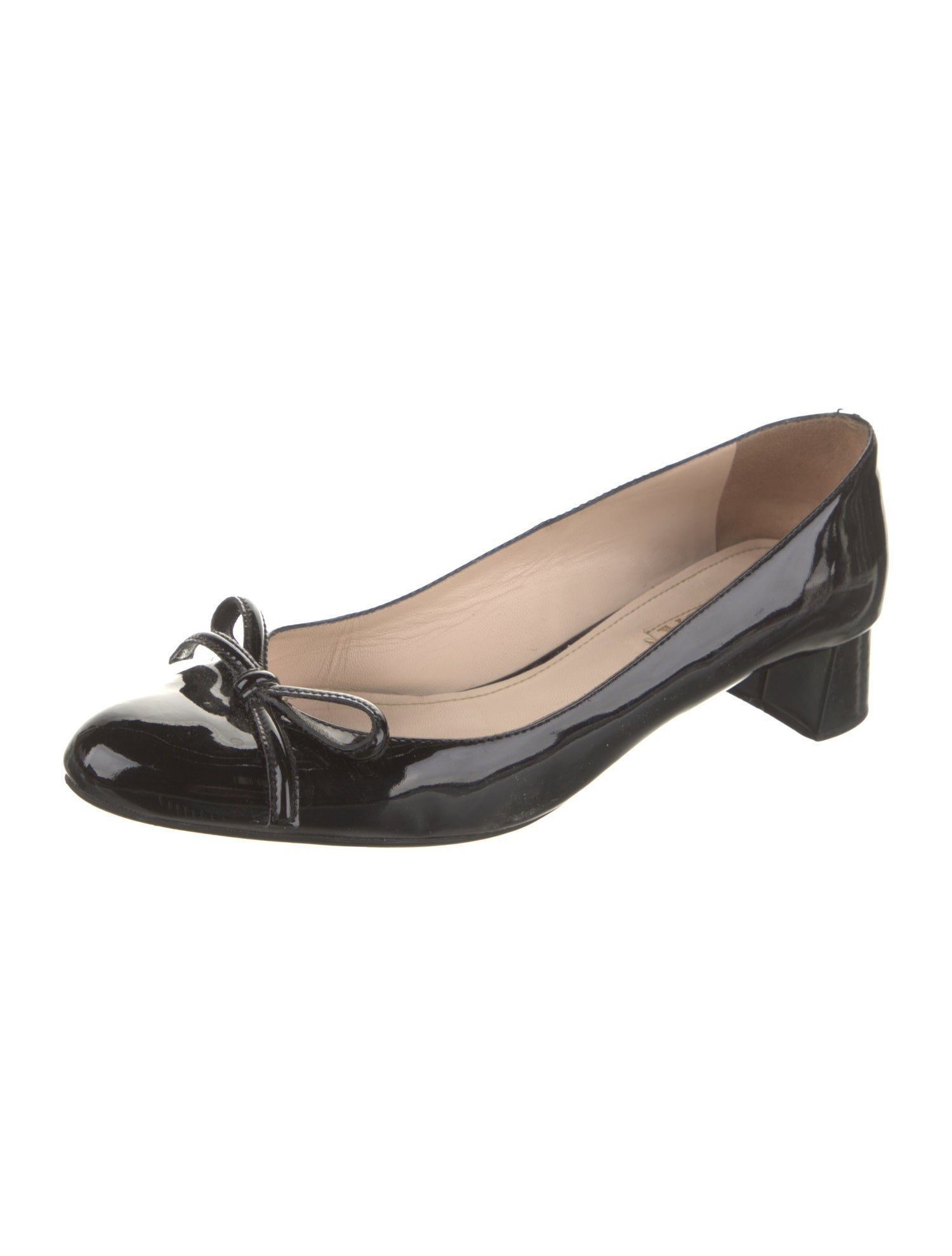 Prada Patent Leather Bow Accents Pumps