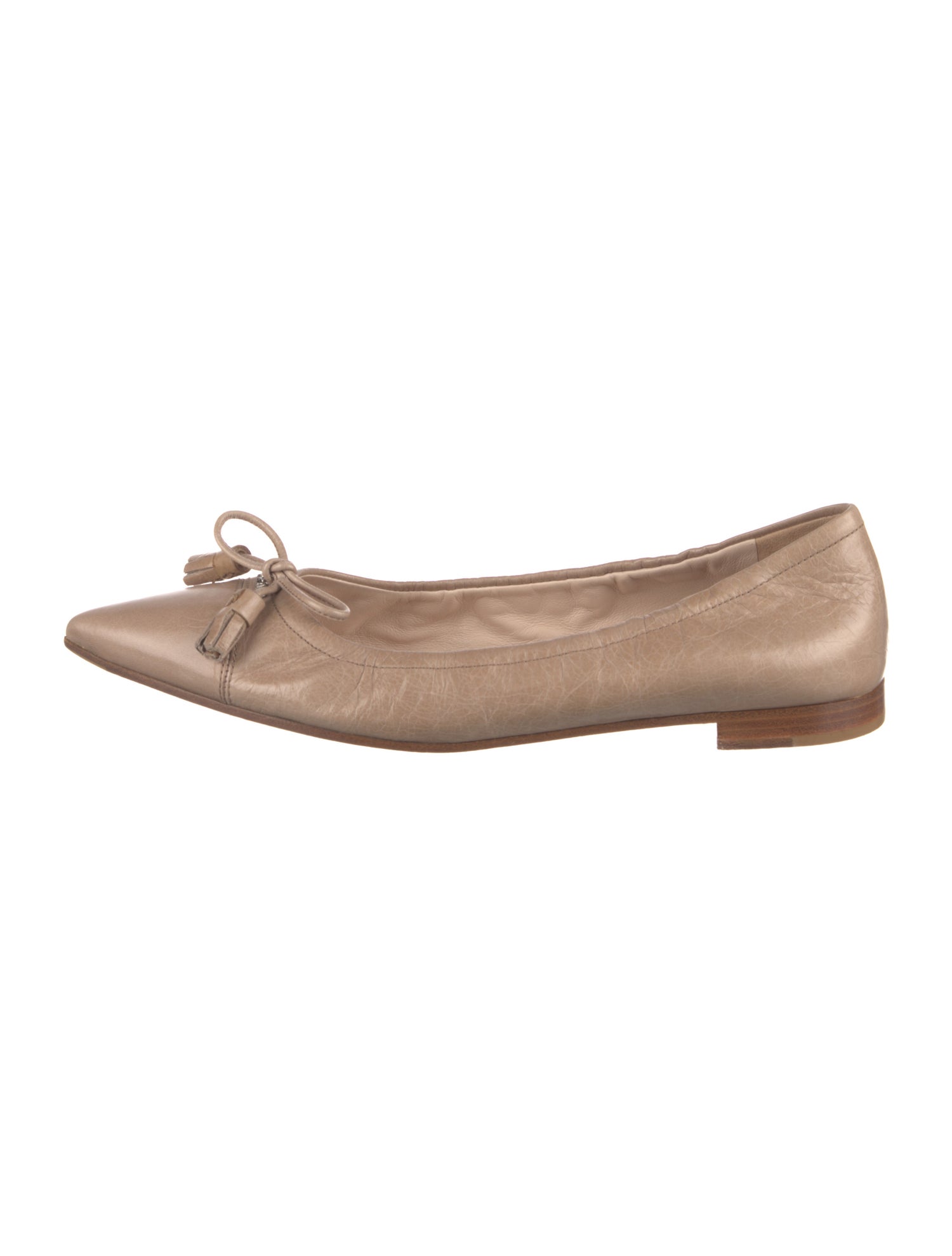 Prada Leather Bow Accents Ballet Flats