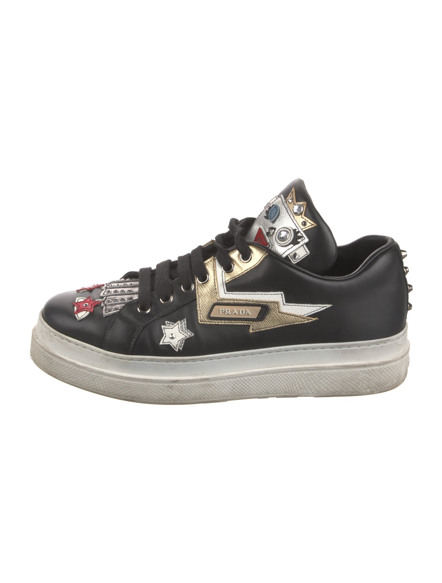 Prada Leather Printed Sneakers
