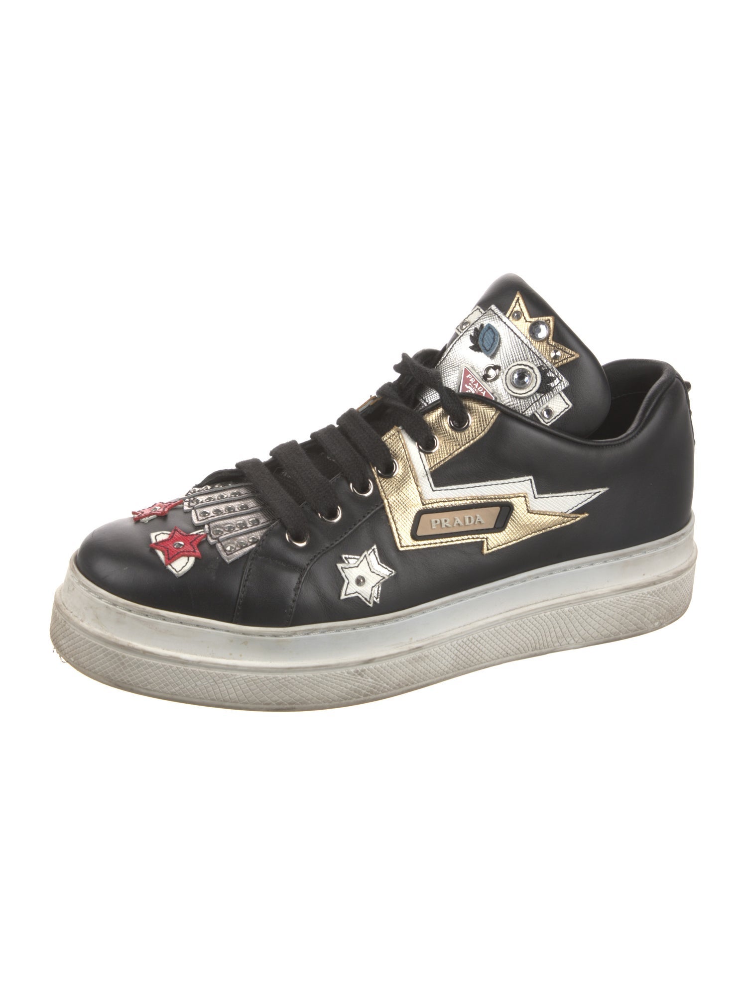 Prada Leather Printed Sneakers