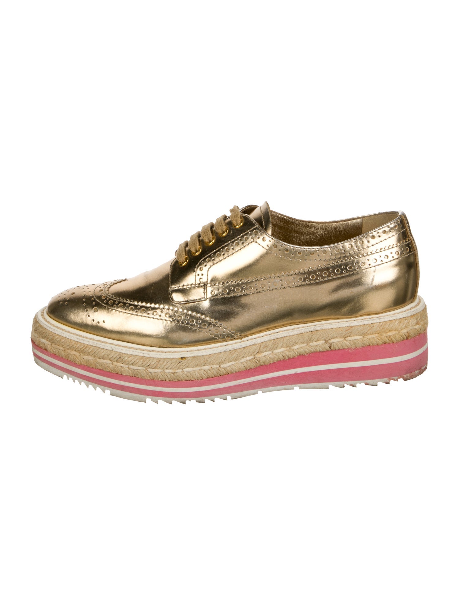 Prada Patent Leather Lasercut Accents Oxfords