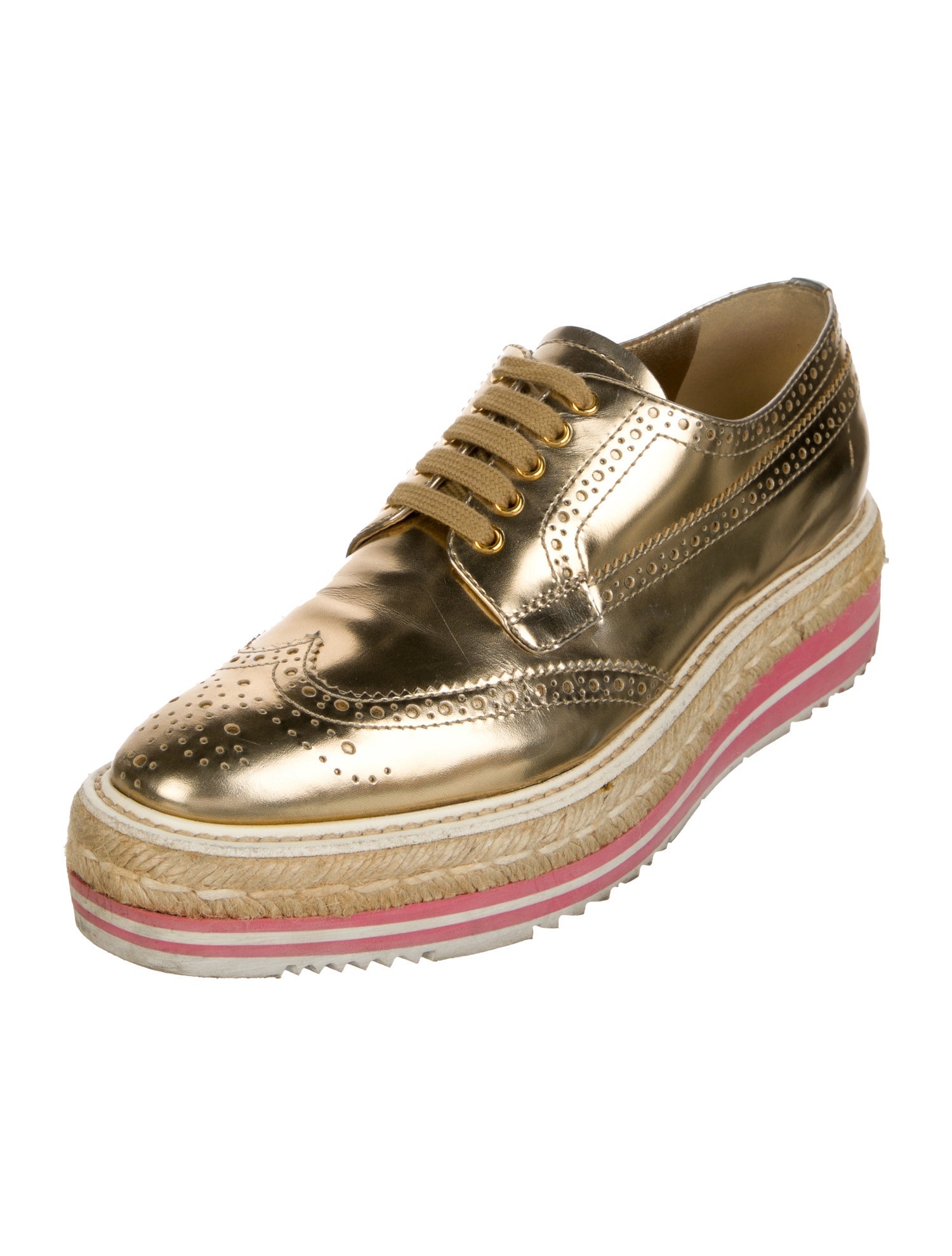 Prada Patent Leather Lasercut Accents Oxfords