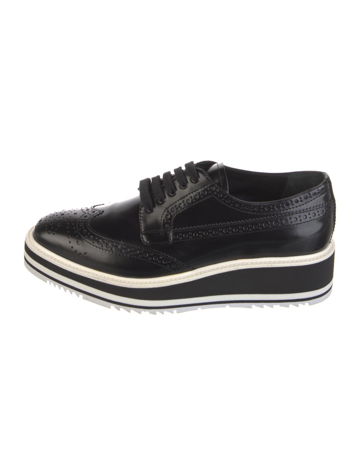 Prada Patent Leather Eyelet Trim Sneakers