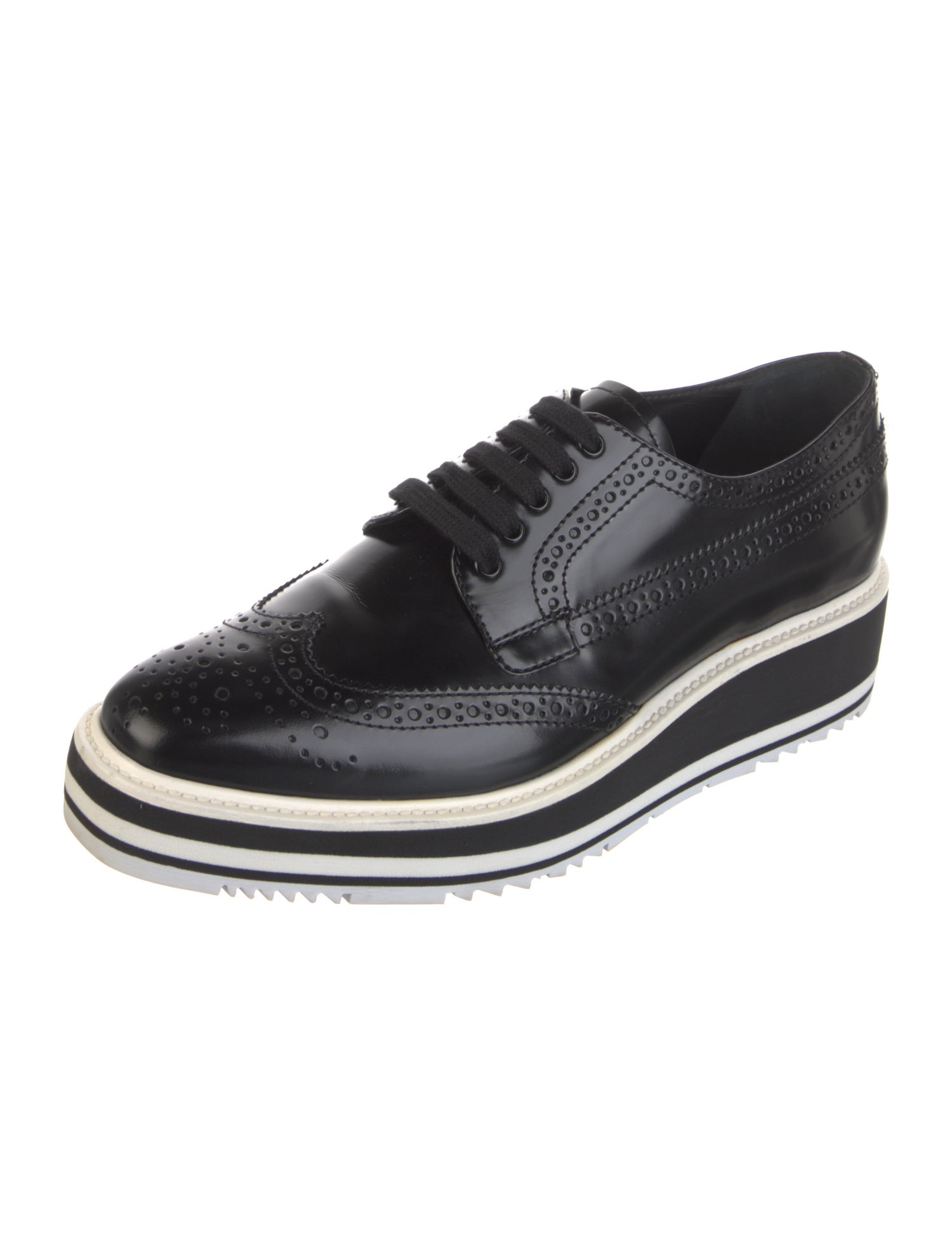 Prada Patent Leather Eyelet Trim Sneakers