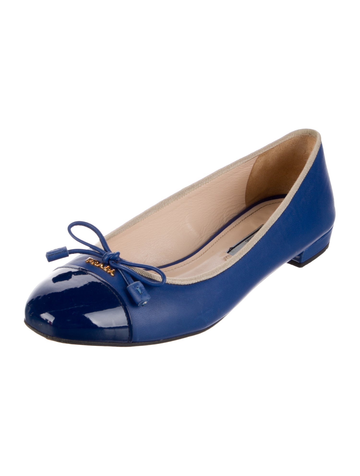 Prada Leather Bow Accents Ballet Flats