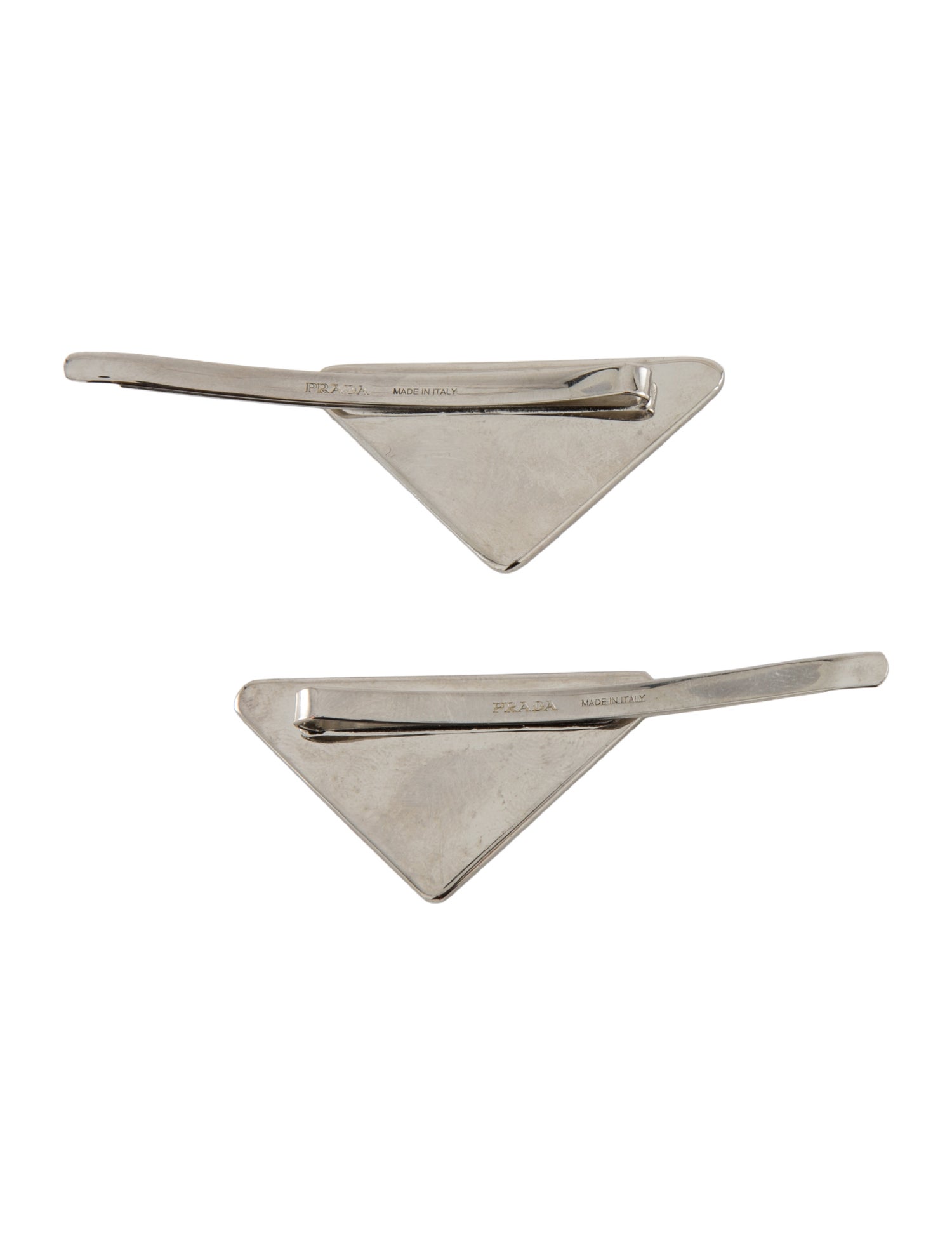 Prada Enameled Metal Triangle Hairpins
