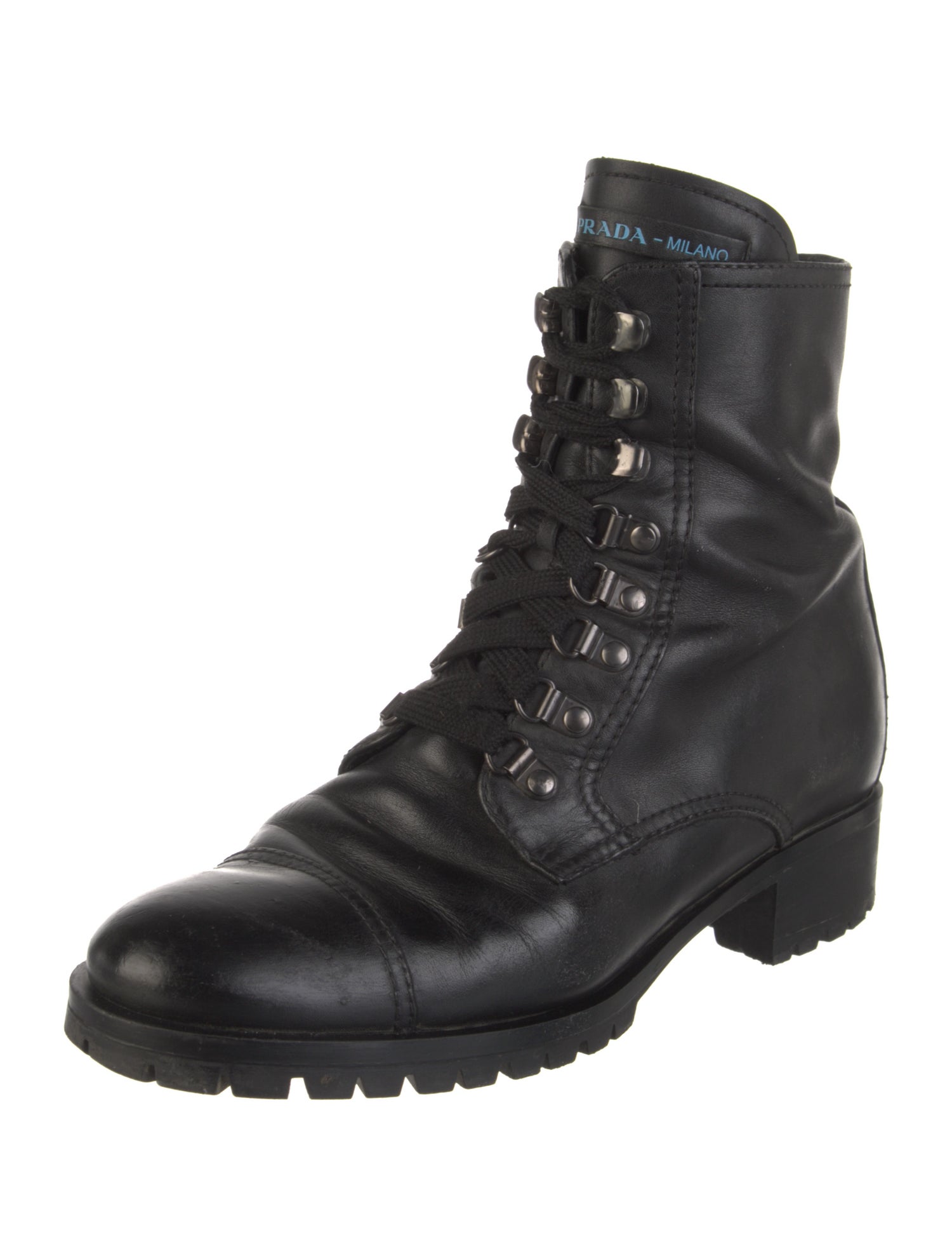 Prada Leather Combat Boots