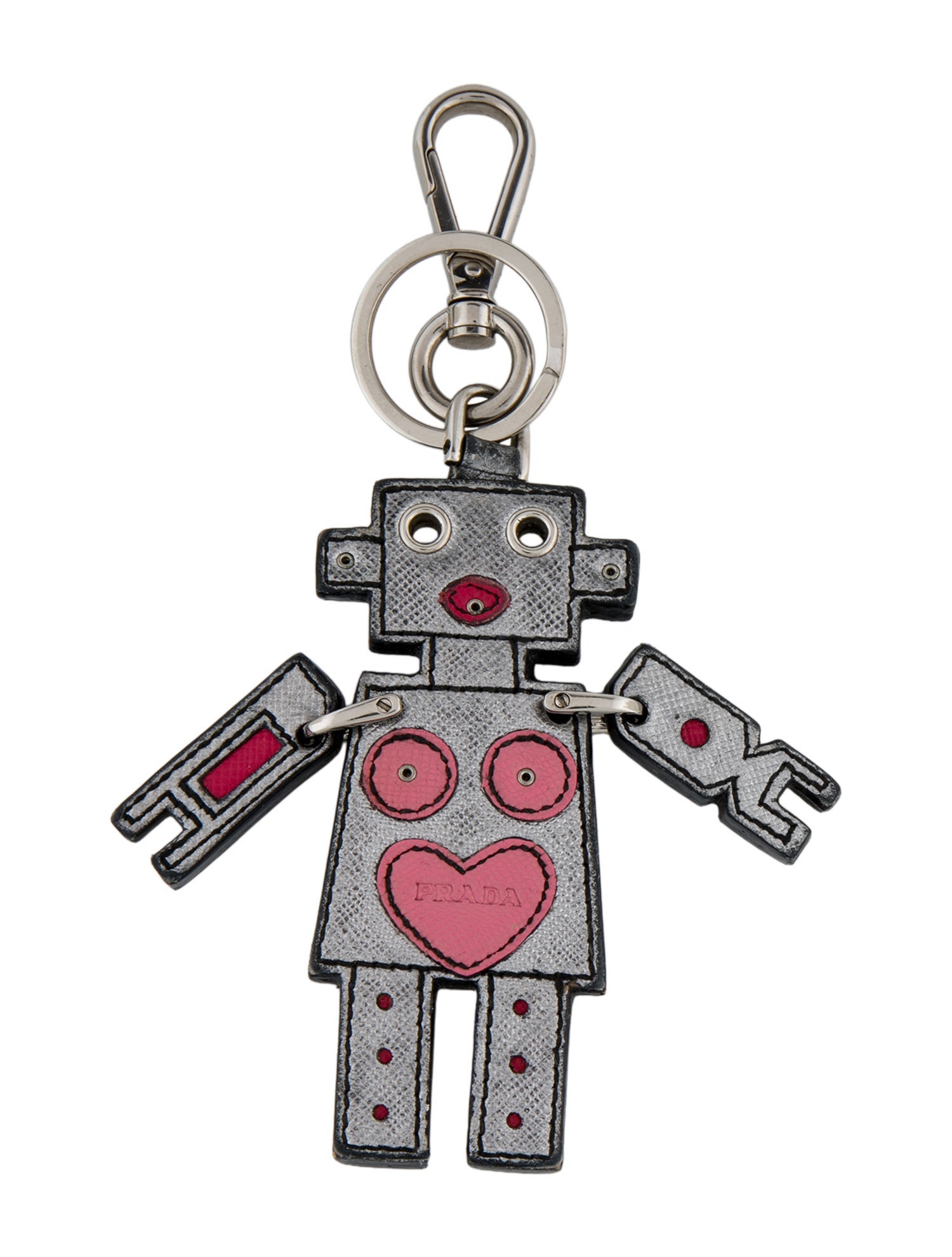 Prada Leather Robot Design Keychain