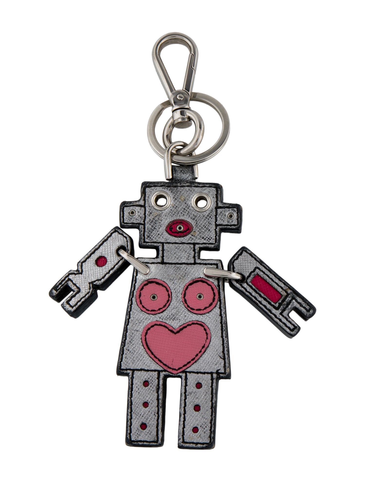 Prada Leather Robot Design Keychain
