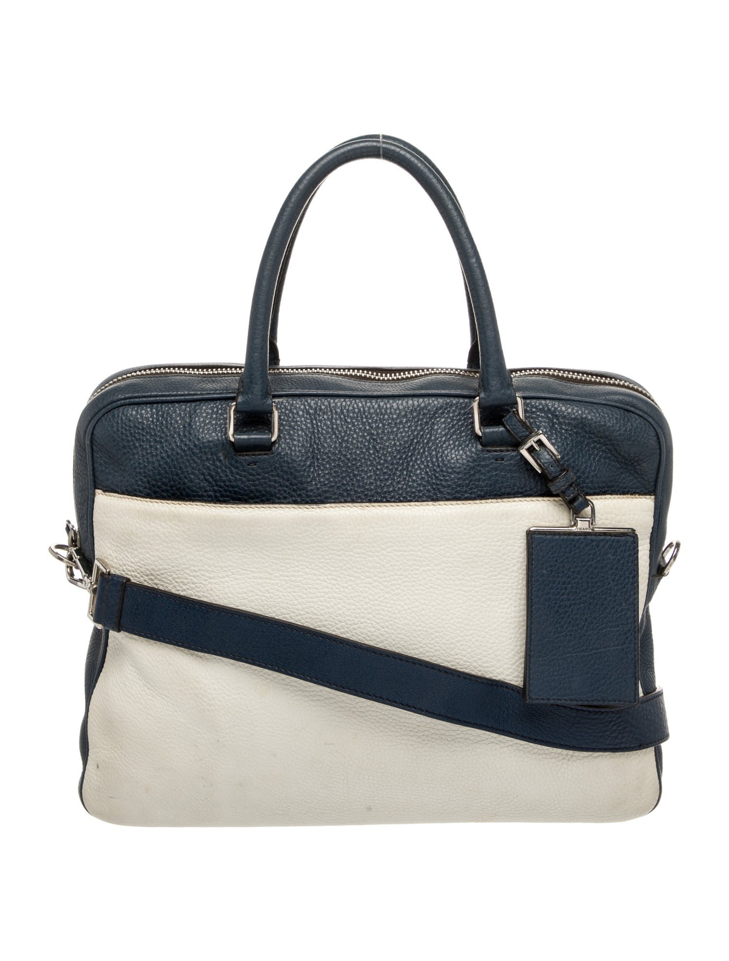 Prada Enameled Metal Triangle Top Handle Bag