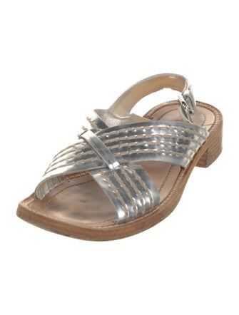 Prada Leather Whipstitch Trim Slingback Sandals
