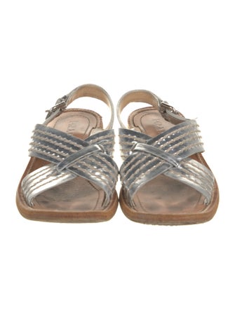 Prada Leather Whipstitch Trim Slingback Sandals