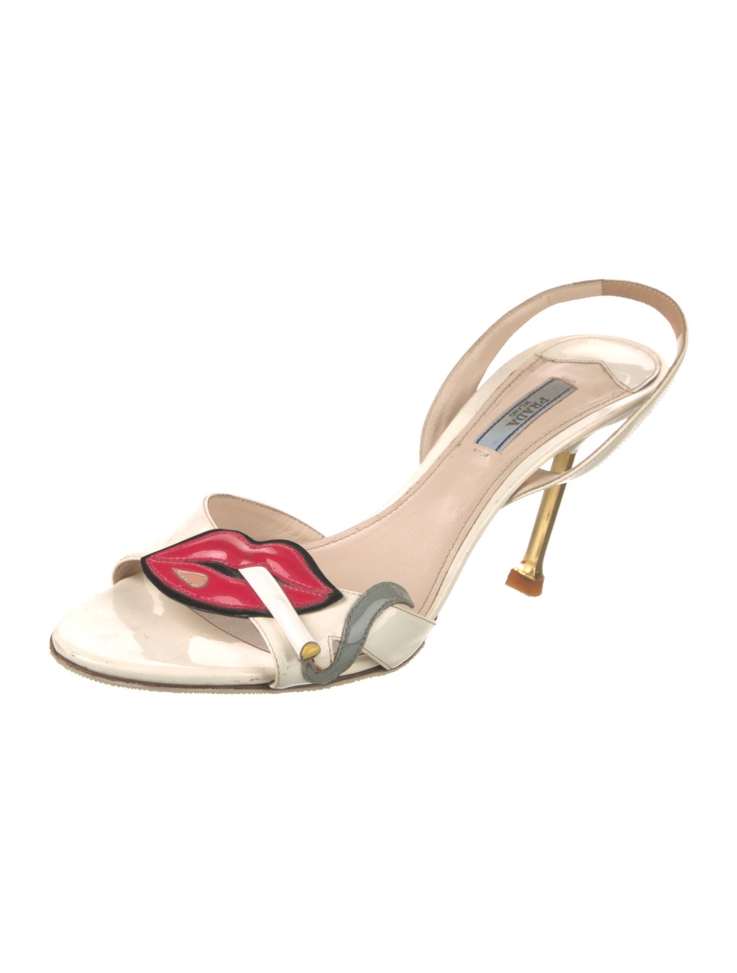 Prada Patent Leather Printed Slingback Sandals
