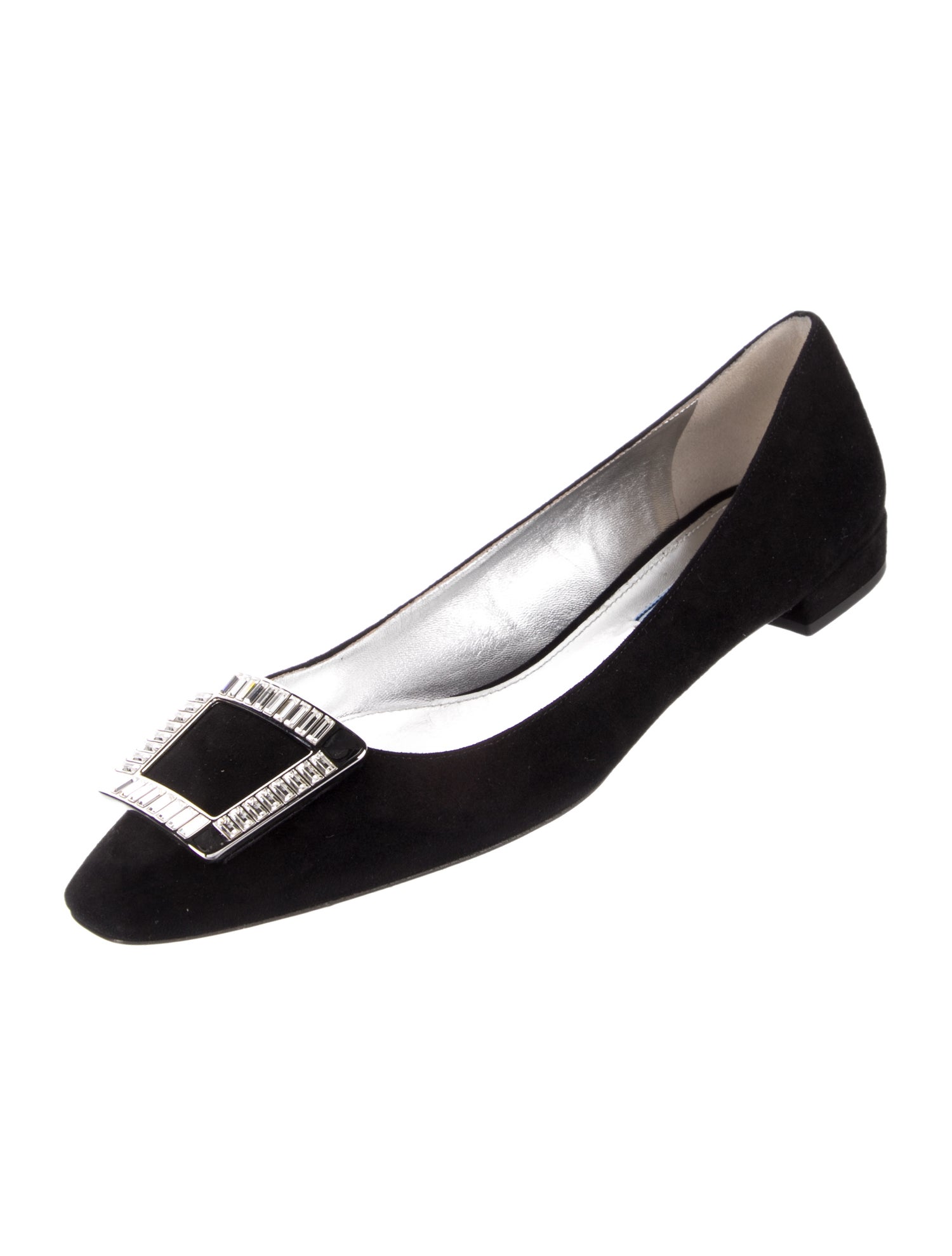 Prada Suede Crystal Embellishments Ballet Flats