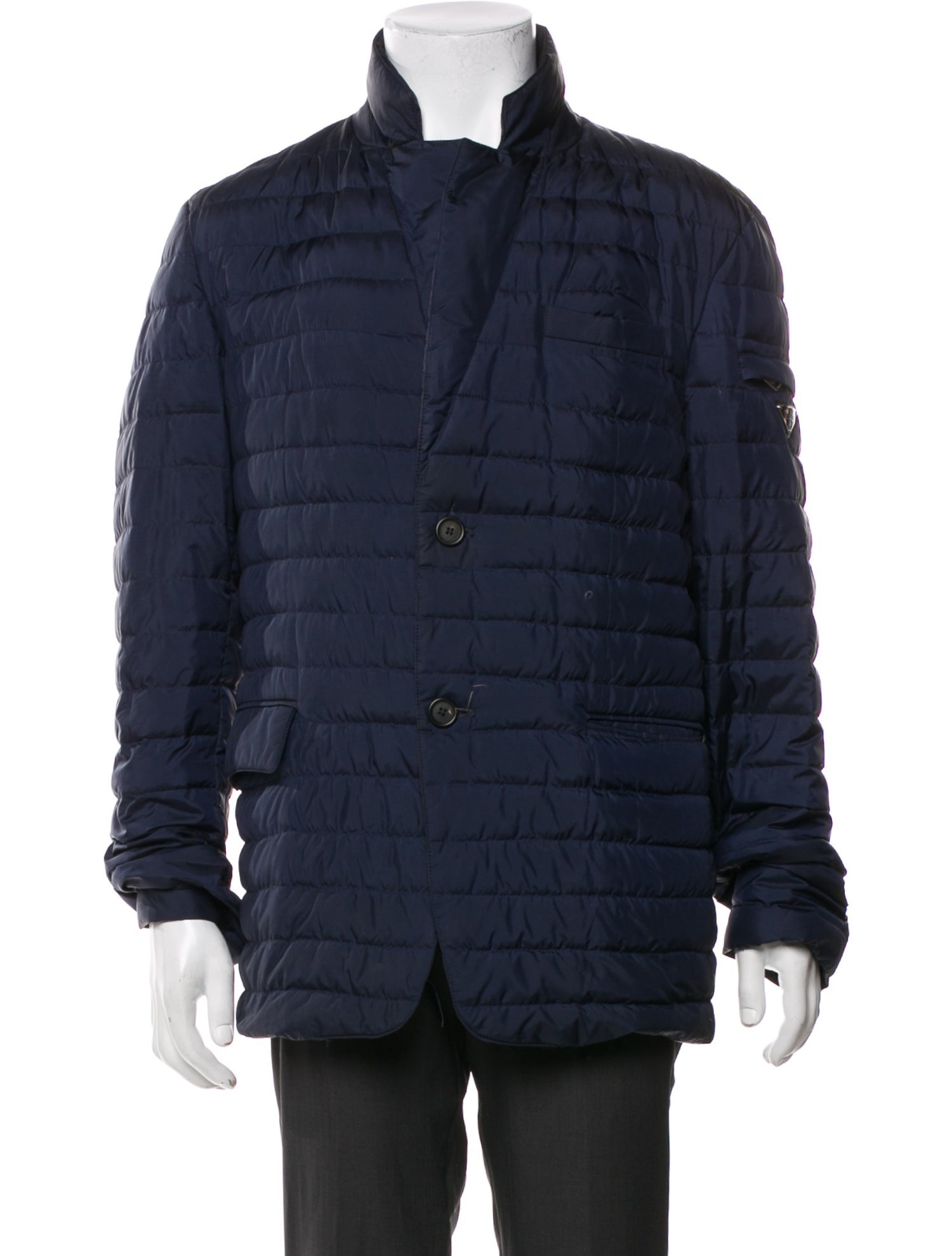 Prada 2014 Enameled Metal Triangle Puffer Coat