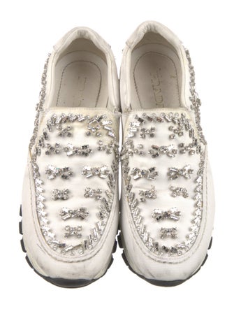 Prada Canvas Crystal Embellishments Sneakers