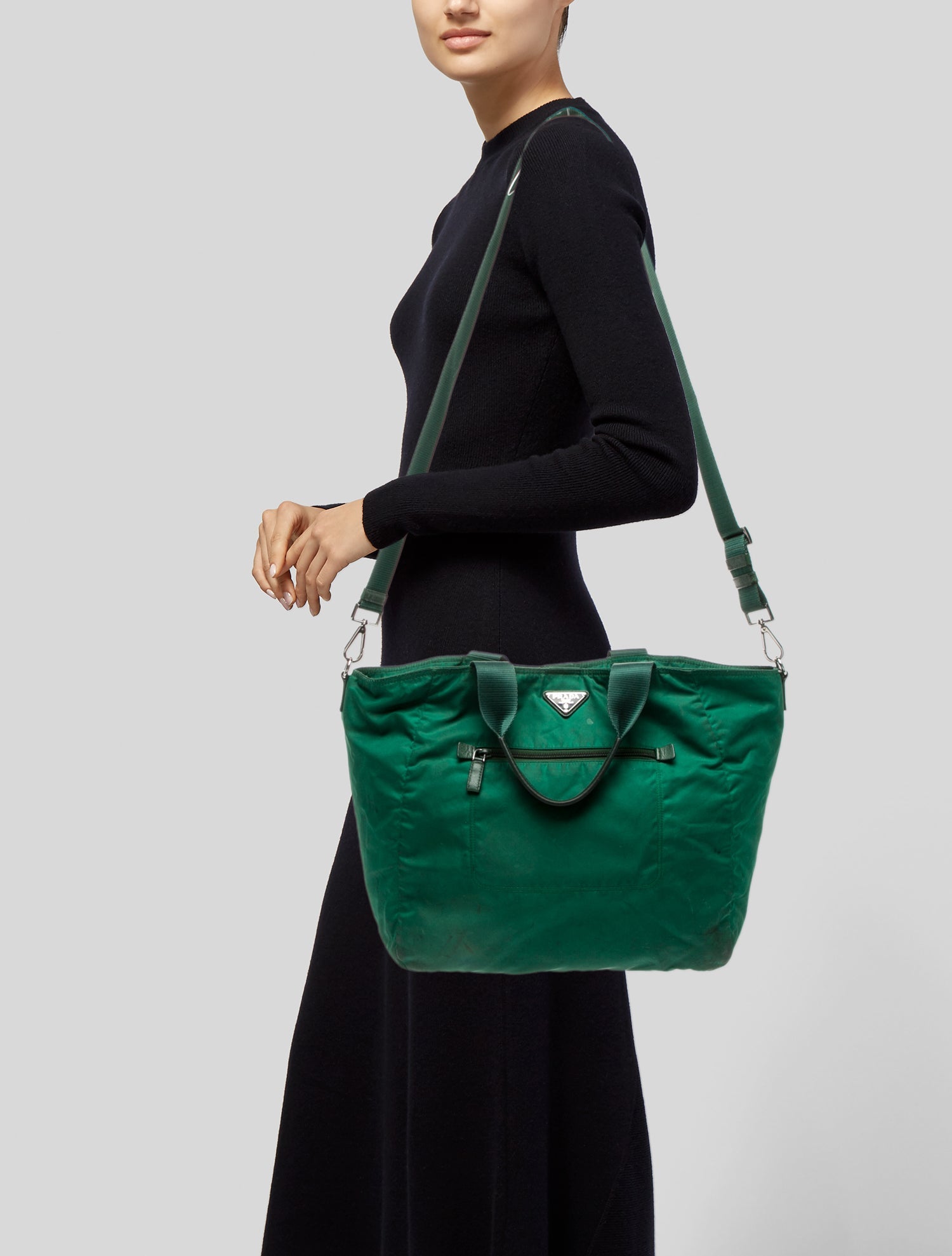 Prada Enameled Metal Triangle Messenger Bag