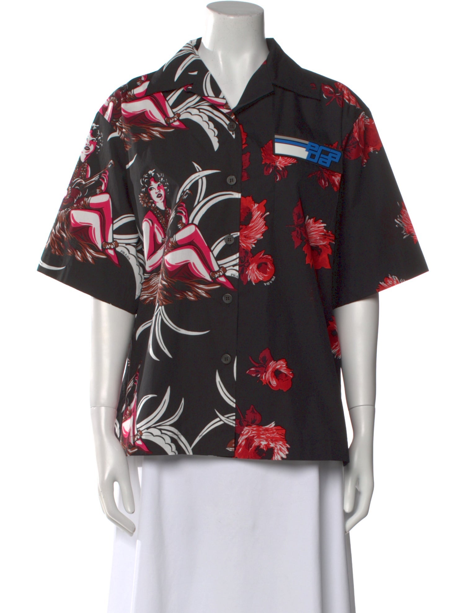 Prada 2018 Floral Print Button-Up Top