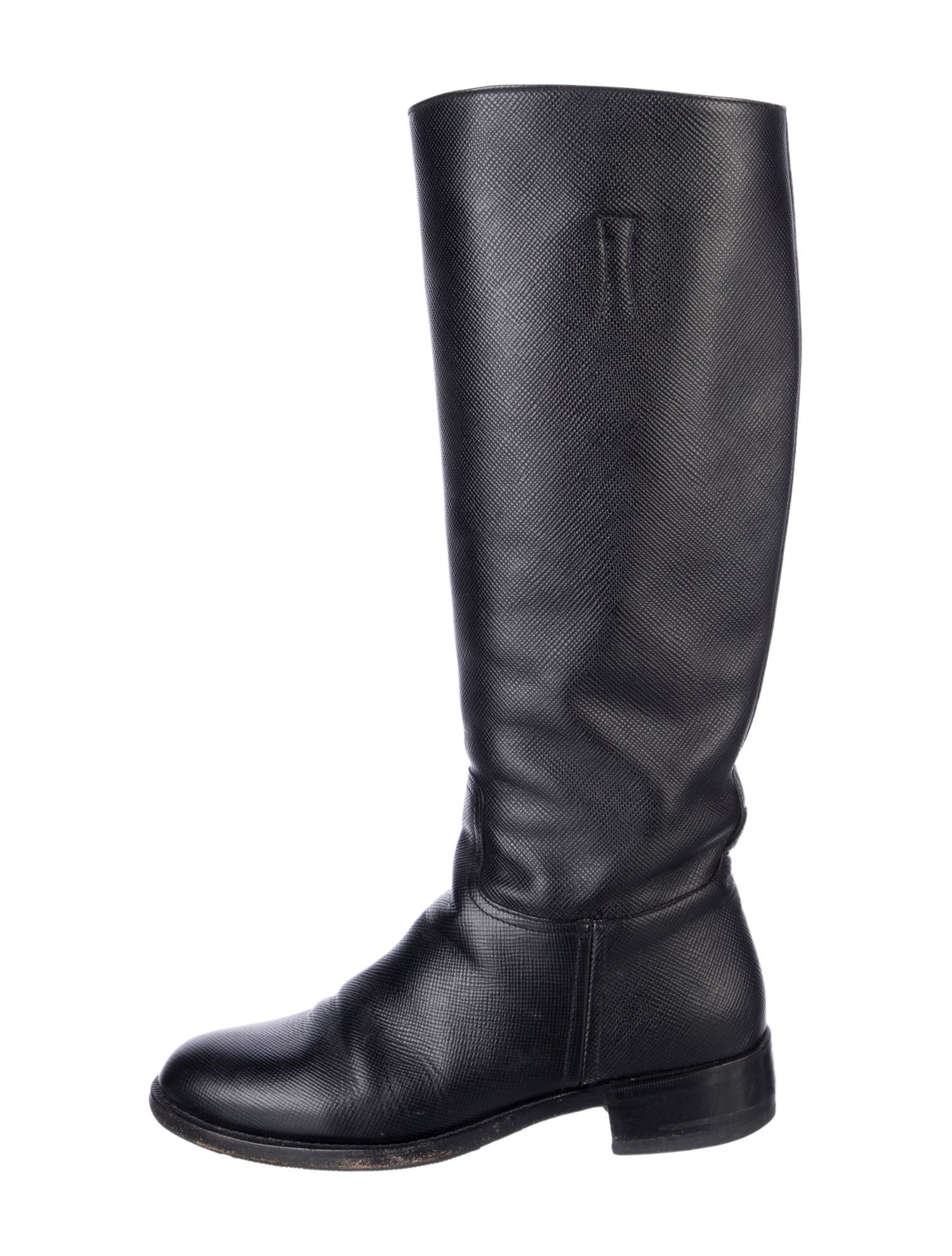 Prada Saffiano Leather Riding Boots