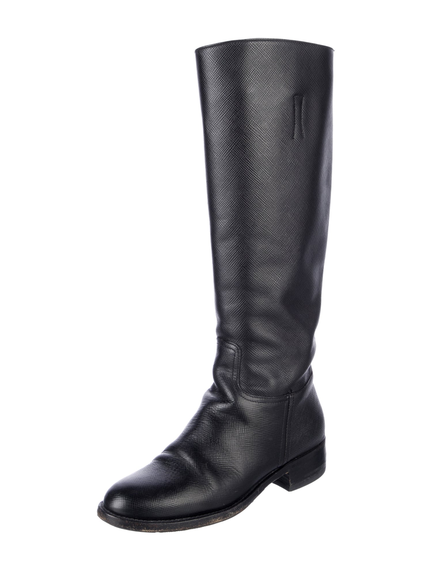 Prada Saffiano Leather Riding Boots