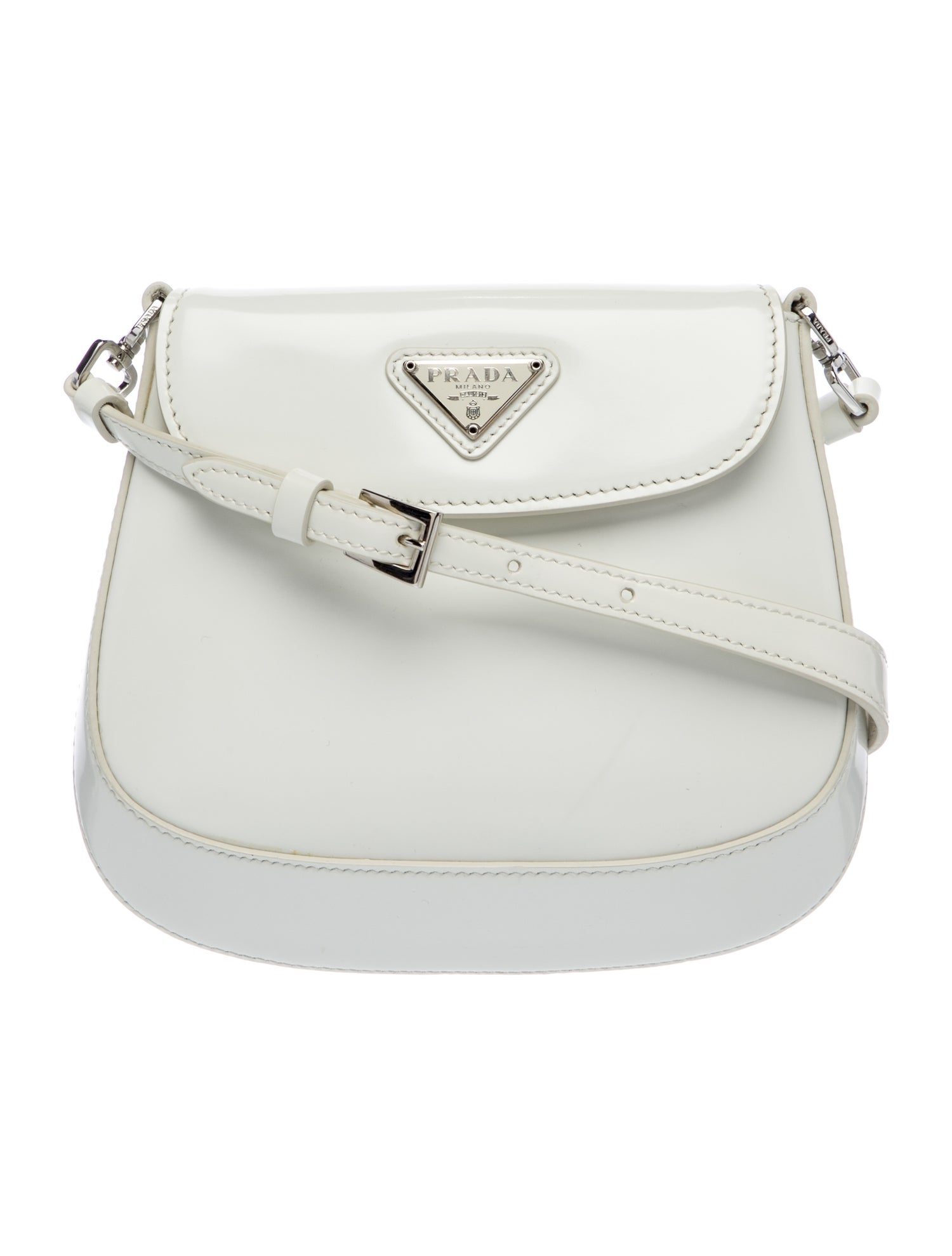 Prada Enameled Metal Triangle Cleo