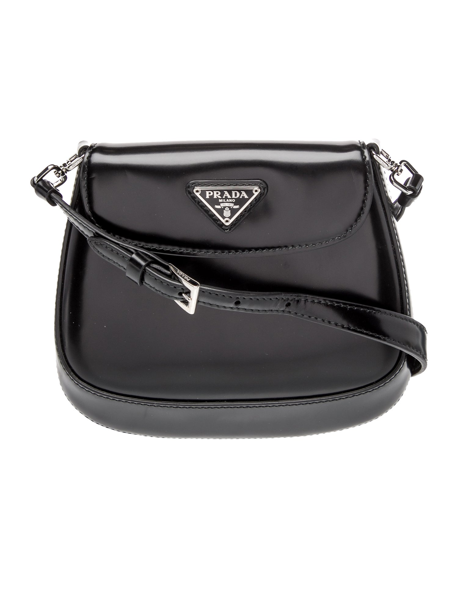 Prada Enameled Metal Triangle Cleo Mini
