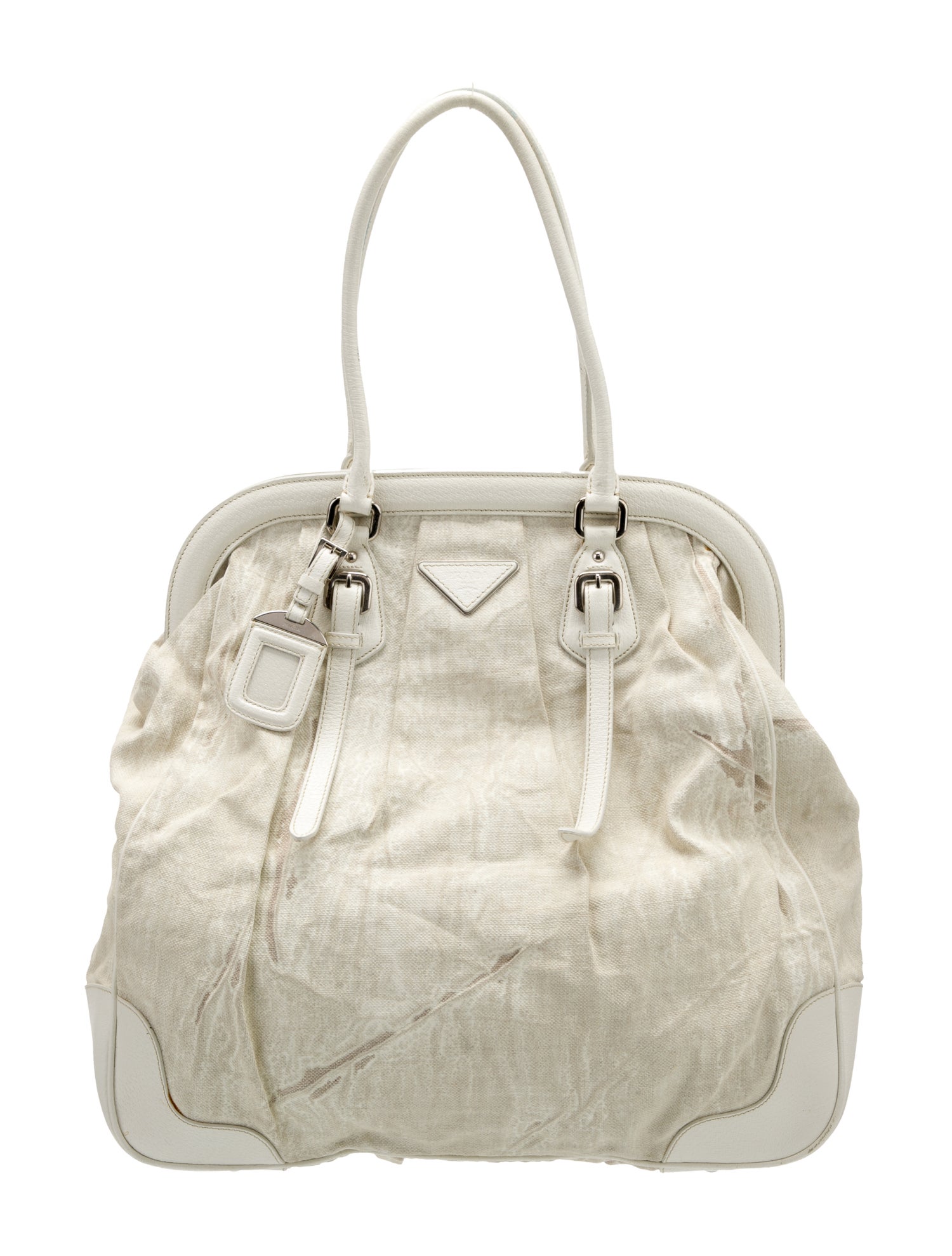 Prada Enameled Metal Triangle Weekender Bag