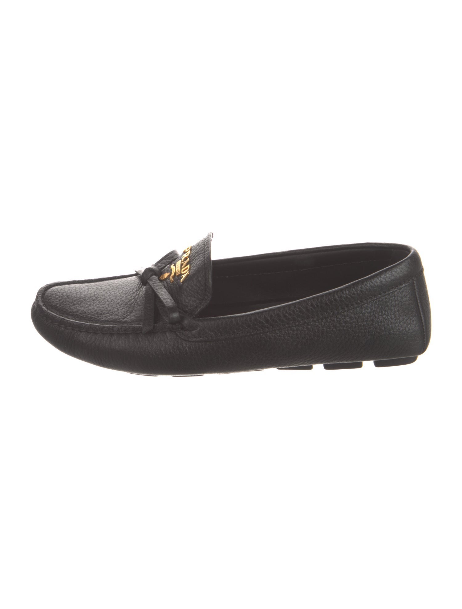 Prada Leather Bow Accents Loafers