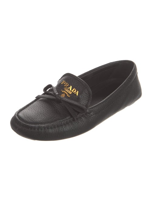 Prada Leather Bow Accents Loafers