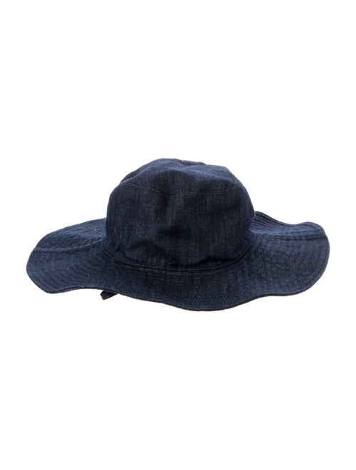 Prada Denim Bucket Hat With Drawstring Metal Triangle Logo Closure