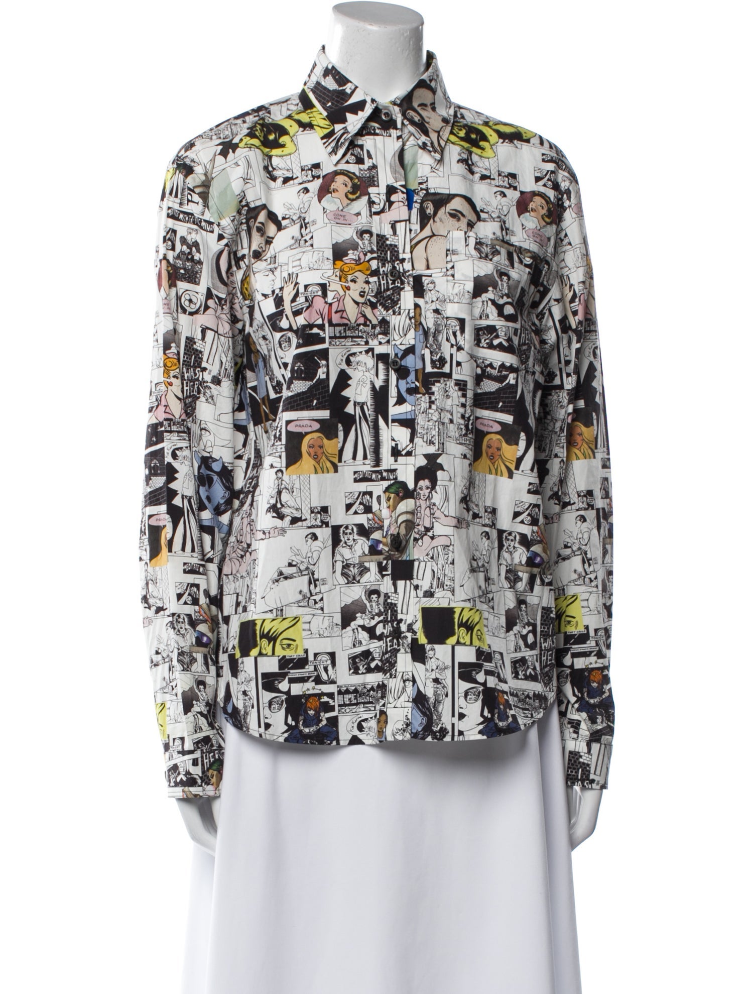 Prada 2018 Printed Button-Up Top