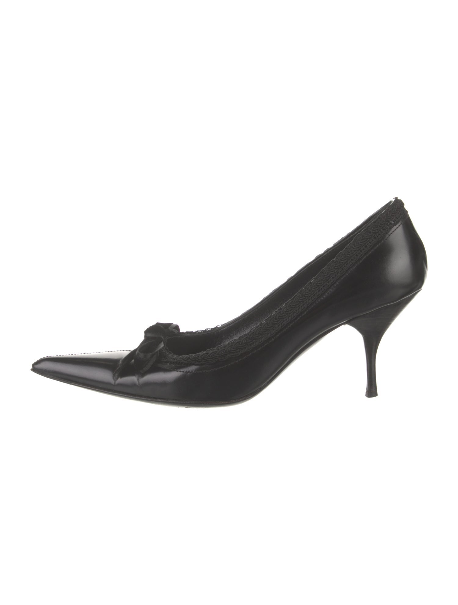 Prada Leather Bow Accents Pumps