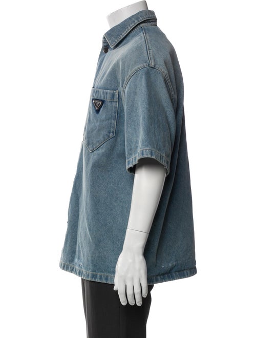 Prada 2021 Enameled Metal Triangle Denim Jacket