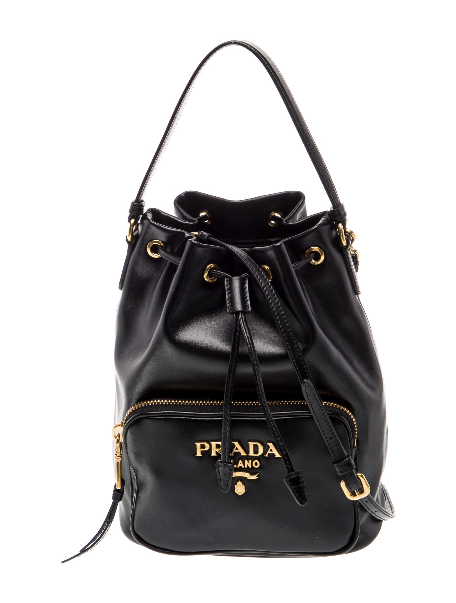 Prada Enameled Metal Triangle Top Handle Bag