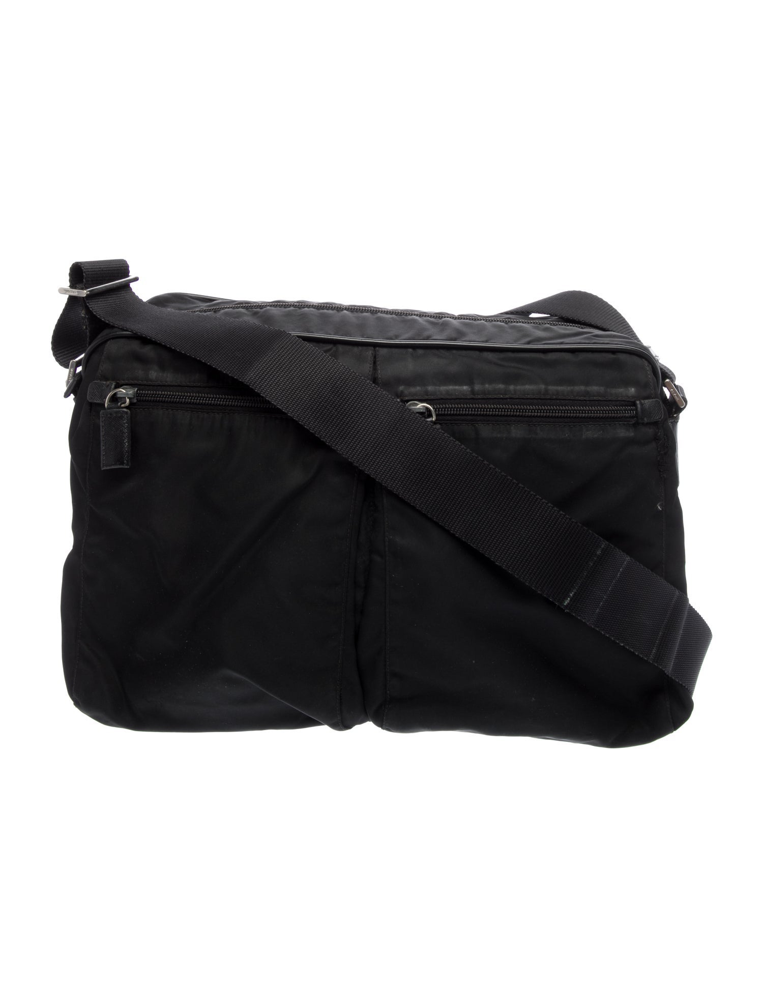 Prada Enameled Metal Triangle Messenger Bag