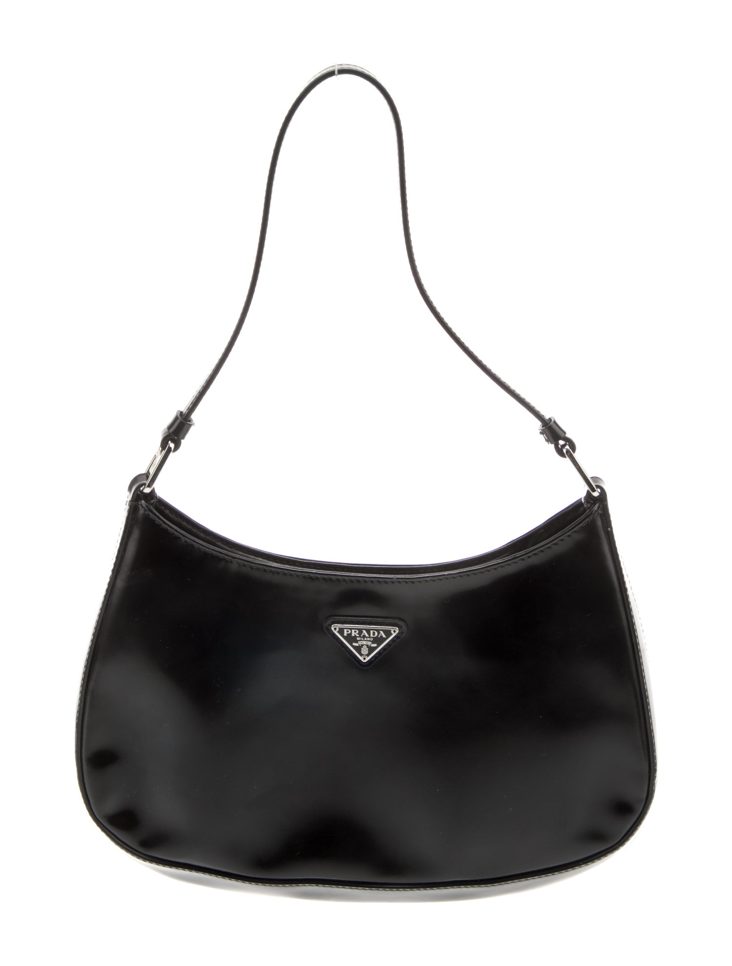 Prada Enameled Metal Triangle Cleo