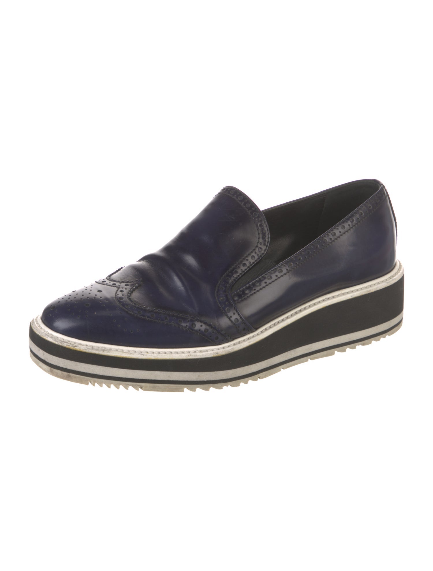 Prada Leather Lasercut Accents Loafers