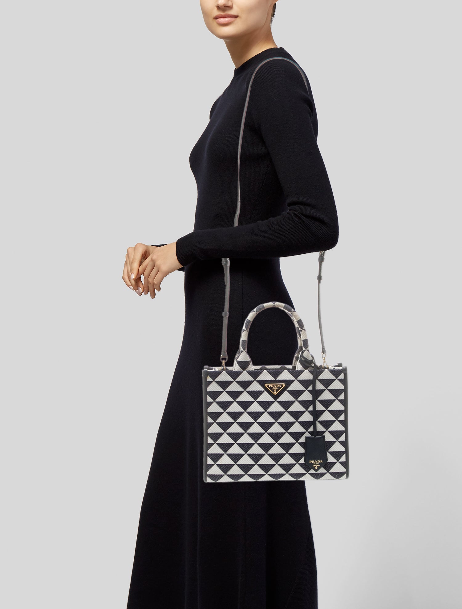 Prada Enameled Metal Triangle Symbole Small