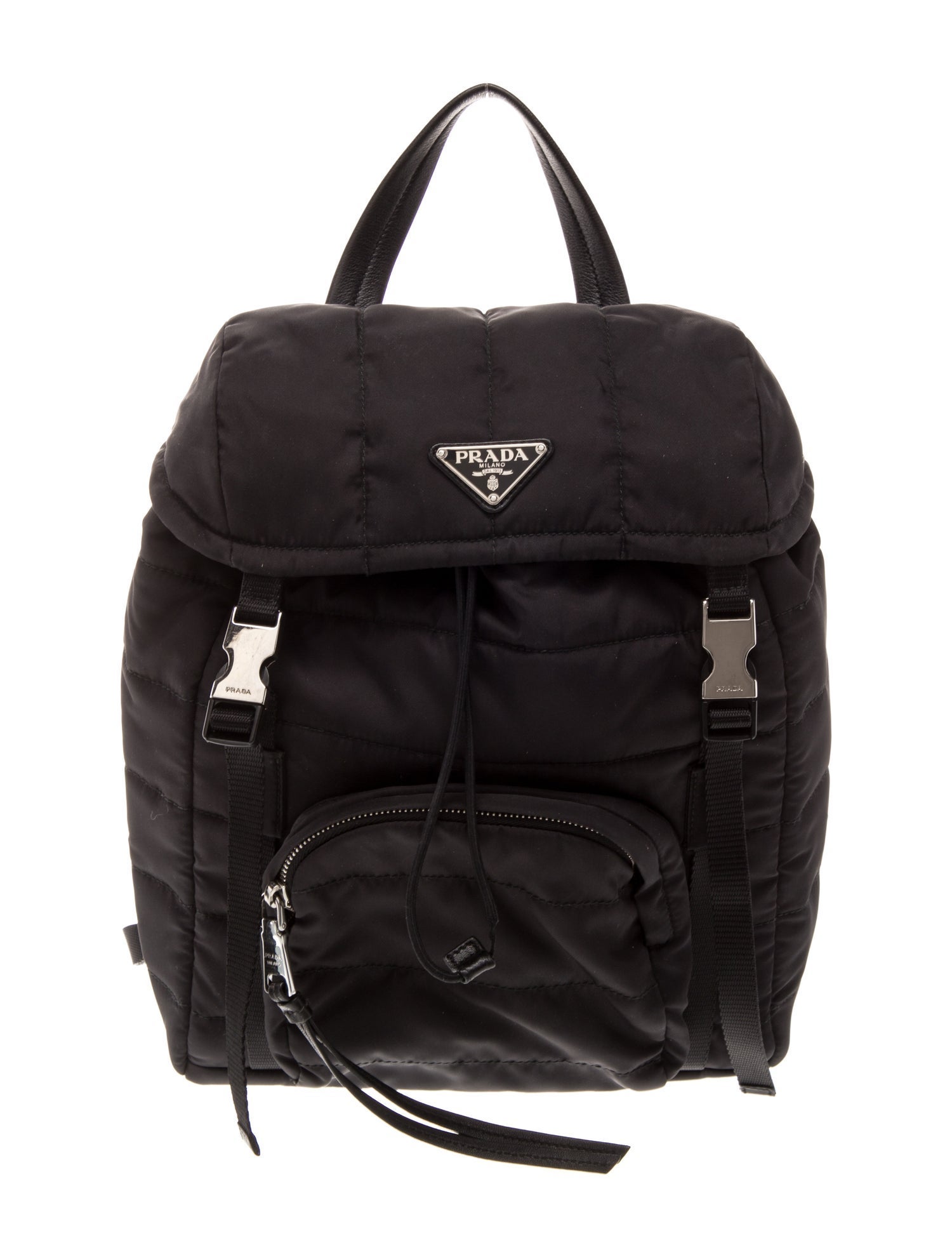 Prada Enameled Metal Triangle Backpack