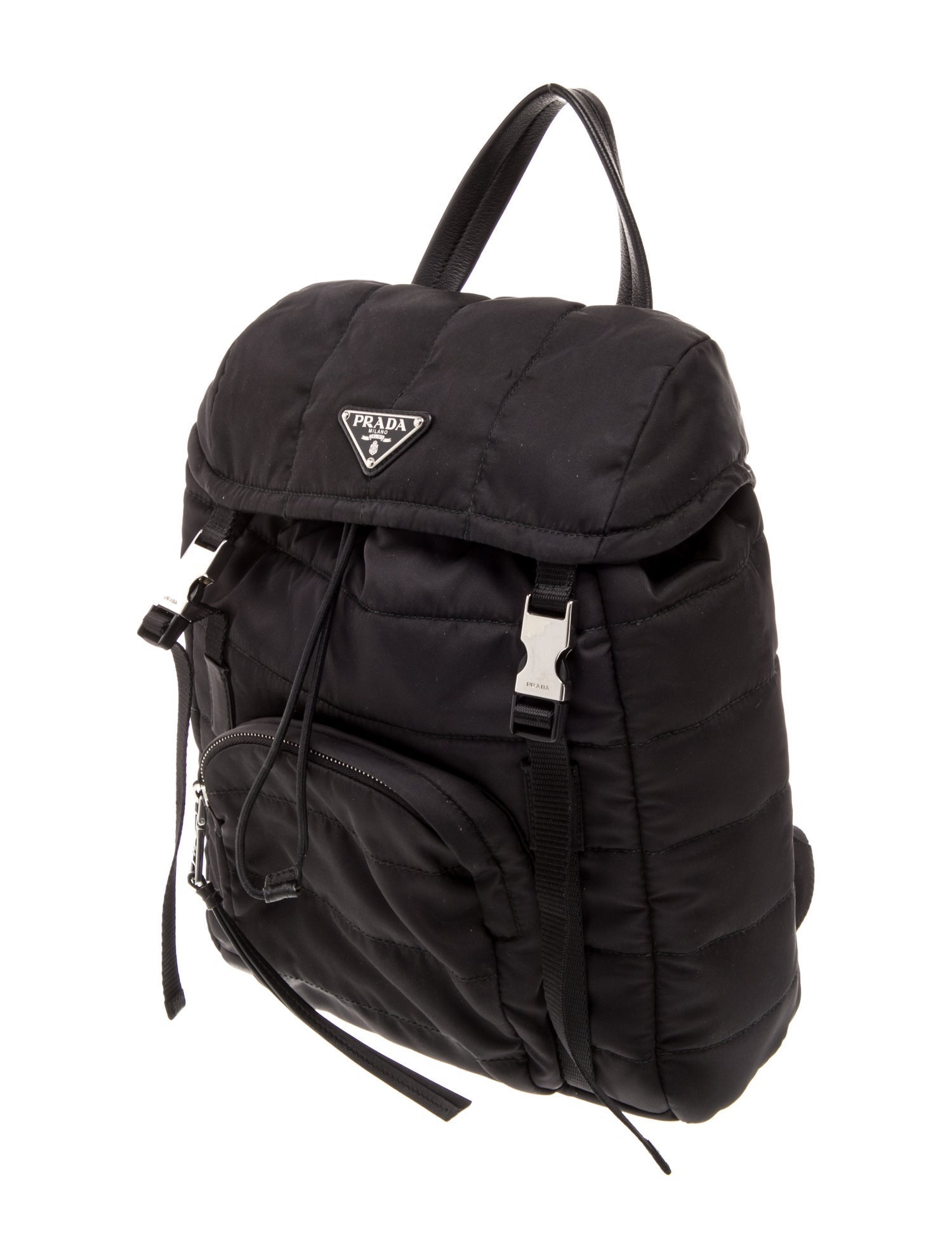 Prada Enameled Metal Triangle Backpack